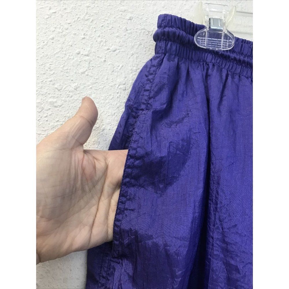 Track Sweat Pants L Purple Nylon Blend Lined Pockets elastic drawstring waist - Picture 3 of 11
